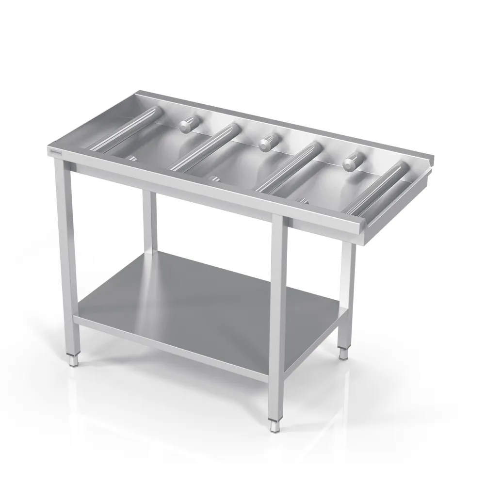 Table to dishwasher with long and short rolls and shelf 2500