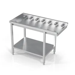 Table to dishwasher with short rolls and shelf 800