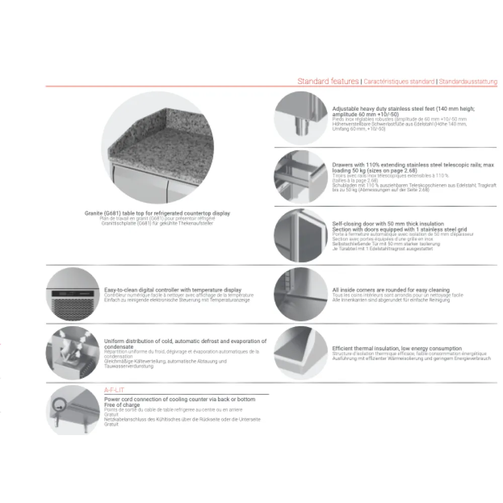 Cooling counter with granite table top 2130 mm P404