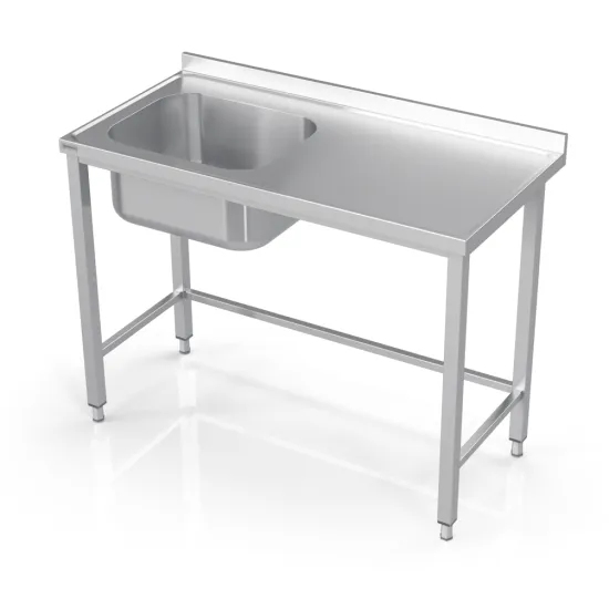 Metal  table with sink without shelf