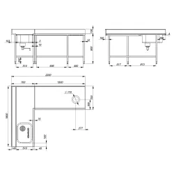 Project - Dishwasher table with sink and debris hole