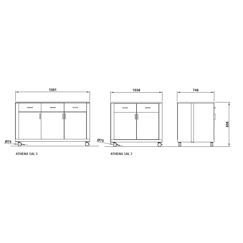 NEUTRAL MODULE WITH DOORS AND DRAWERS ATHENA SAL 2