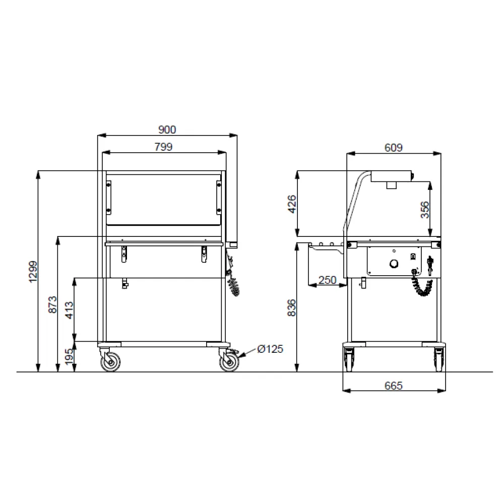BAIN MARIE TROLLEY WITH HALOGEN LAMPS COMPASS 2 HALO