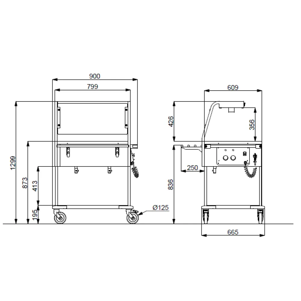 BAIN MARIE TROLLEY WITH HALOGEN LAMPS COMPASS 2 HALO SEP