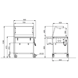 BAIN MARIE TROLLEY WITH HALOGEN LAMPS COMPASS 2 HALO SEP