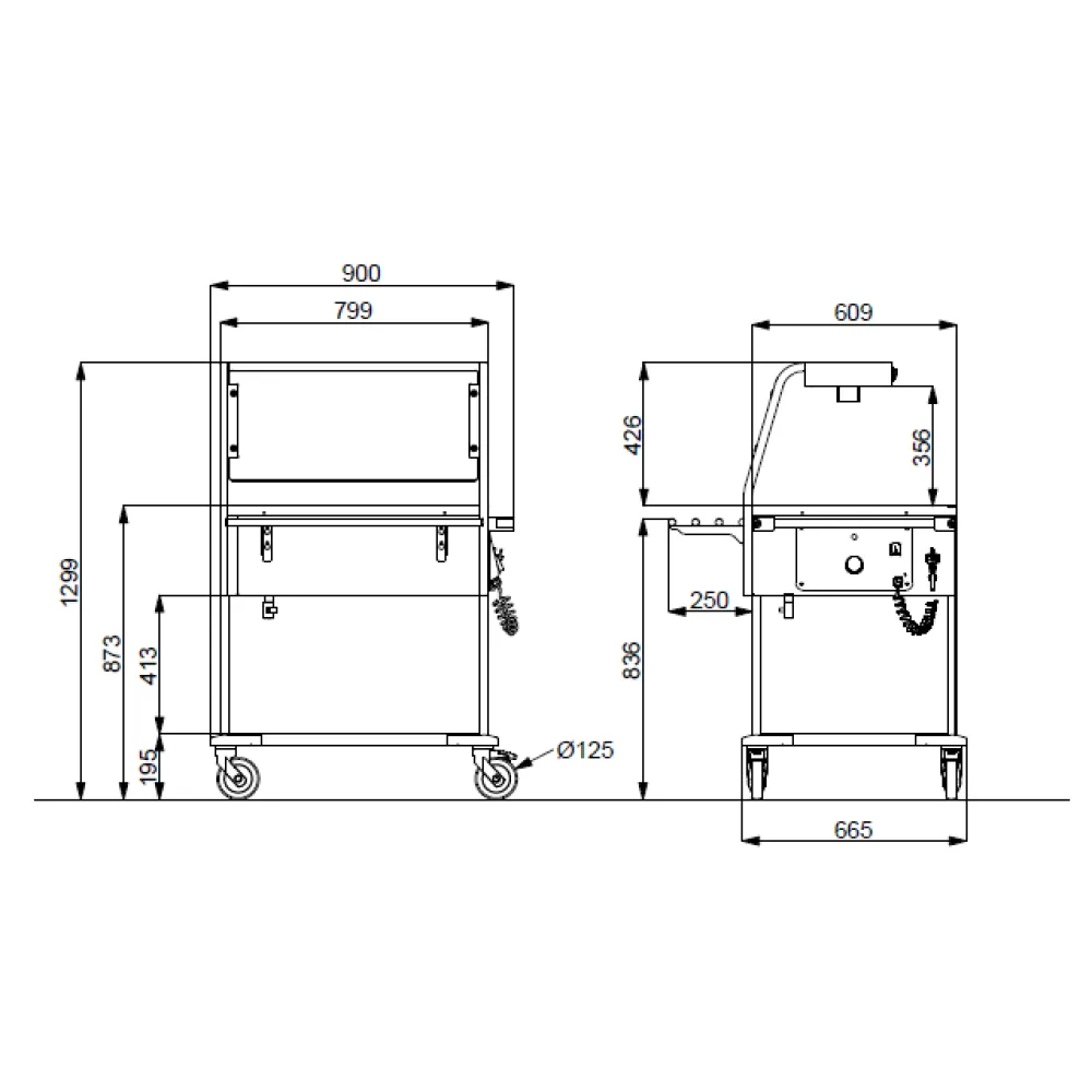 BAIN MARIE TROLLEY WITH LED LIGHTING COMPASS 2 LED