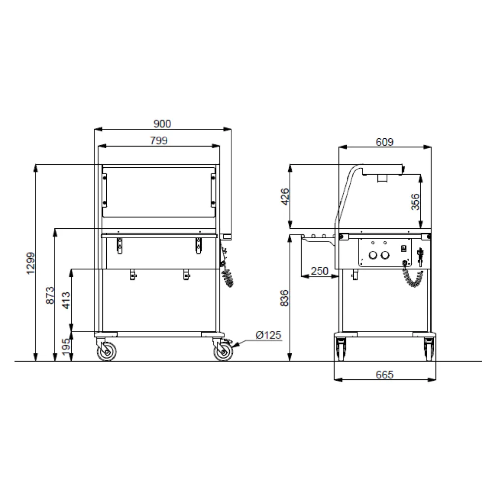 BAIN MARIE TROLLEY WITH LED LIGHTING COMPASS 2 LED SEP
