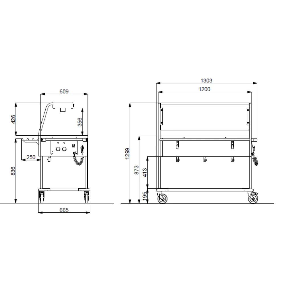 BAIN MARIE TROLLEY WITH HALOGEN LAMPS COMPASS 3 HALO SEP