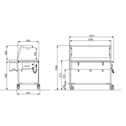 BAIN MARIE TROLLEY WITH HALOGEN LAMPS COMPASS 3 HALO SEP
