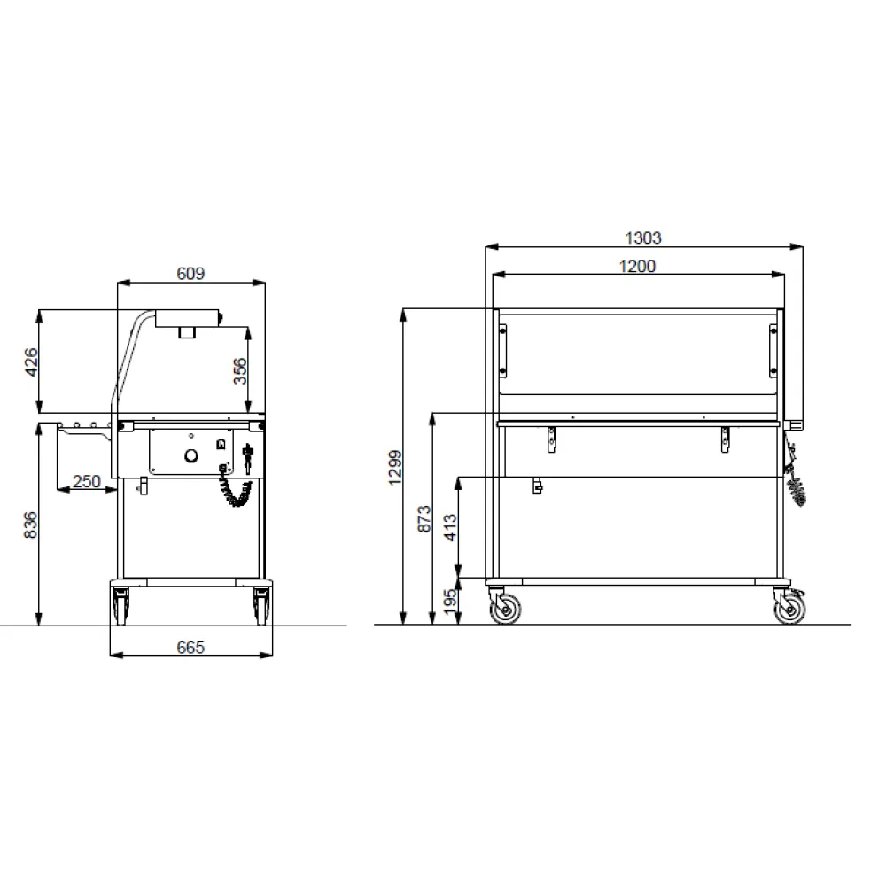BAIN MARIE TROLLEY WITH LED LIGHTING COMPASS 3 LED