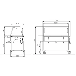 BAIN MARIE TROLLEY WITH LED LIGHTING COMPASS 3 LED SEP