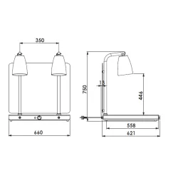 HEATING PLATE WITH 2 INFRARED LAMPS HELIOS 2/1 FIX P2