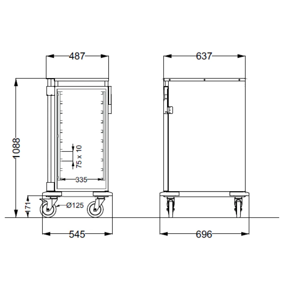 STAINLESS STEEL CABINET ON WHEELS FOR GN CONTAINERS NEUTROVEGA 1 SH C10