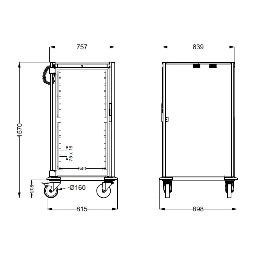 STAINLESS STEEL CABINET ON WHEELS FOR GN CONTAINERS NEUTROVEGA 2 C16