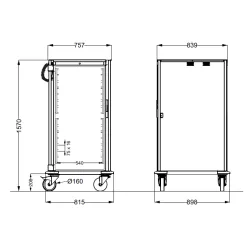 STAINLESS STEEL CABINET ON WHEELS FOR GN CONTAINERS NEUTROVEGA 2 C16