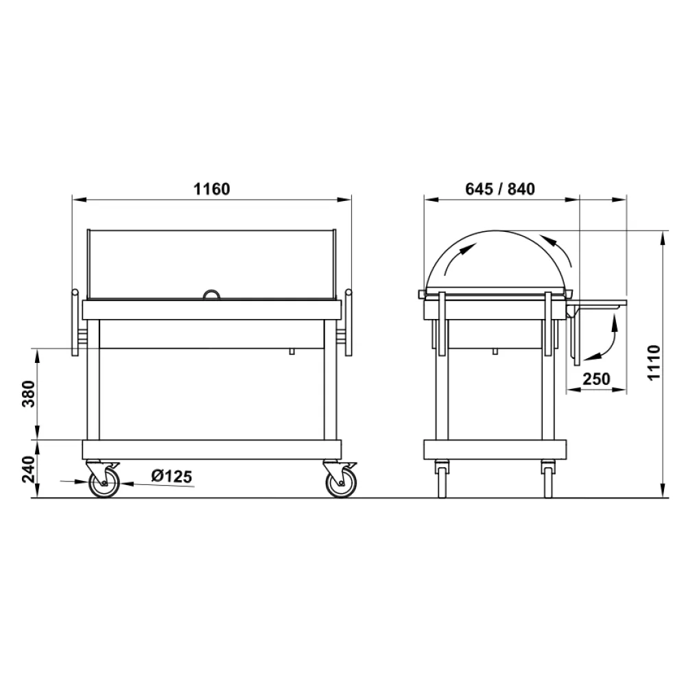 SERVING TROLLEY WITH GLASS DOME ARTEMIDE REF EUT