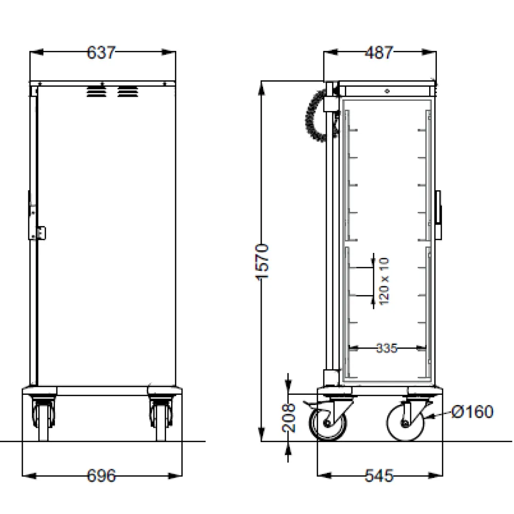 STAINLESS STEEL HOT CABINET ON CASTORS THERMOVEGA 1 L10
