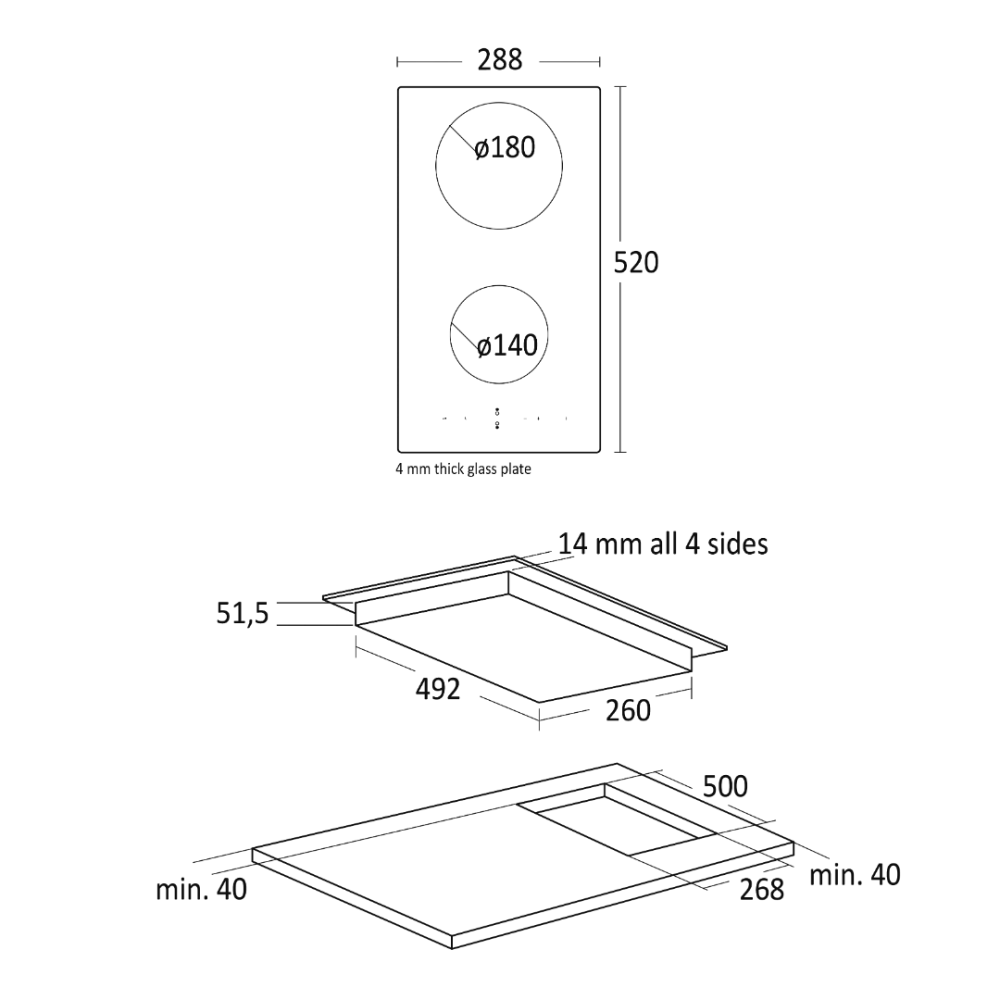 Induction stove hob K 52 Domino
