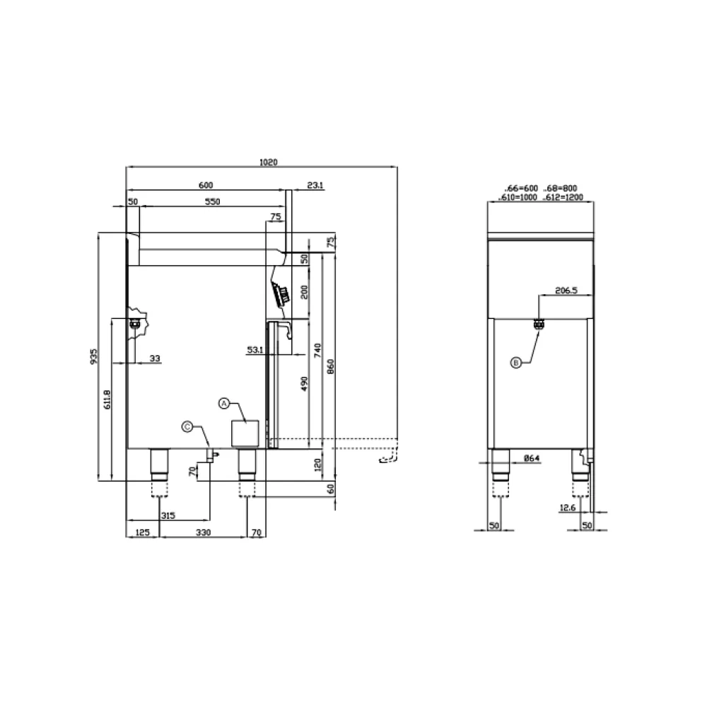 LOTUS CFM4-66ETX/V Electric Stove with Oven for Marine Kitchens