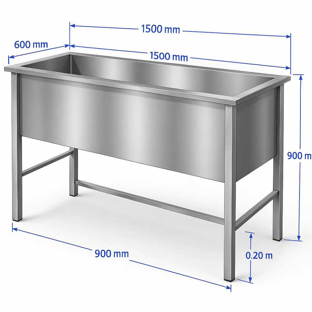 Freestanding Stainless Steel Sink 1600 mm