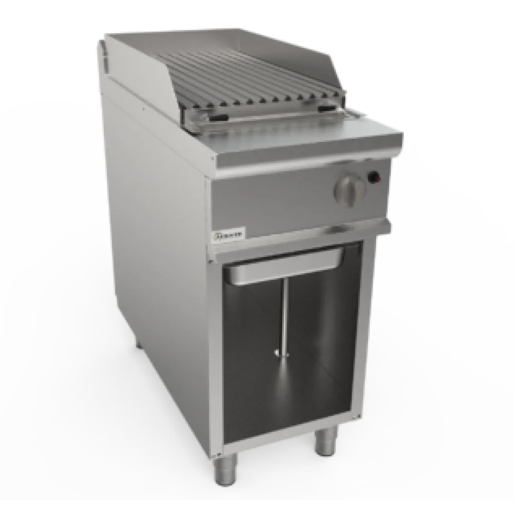 Lavastone ribbed gas griddle with neutral cabinet LQ/BS1BB