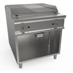 Lavastone ribbed gas griddle with neutral cabinet LQ/BS2BA