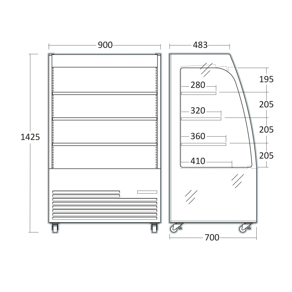 SCANDOMESTIC OFC90B 209 Litre Black Cold Showcase