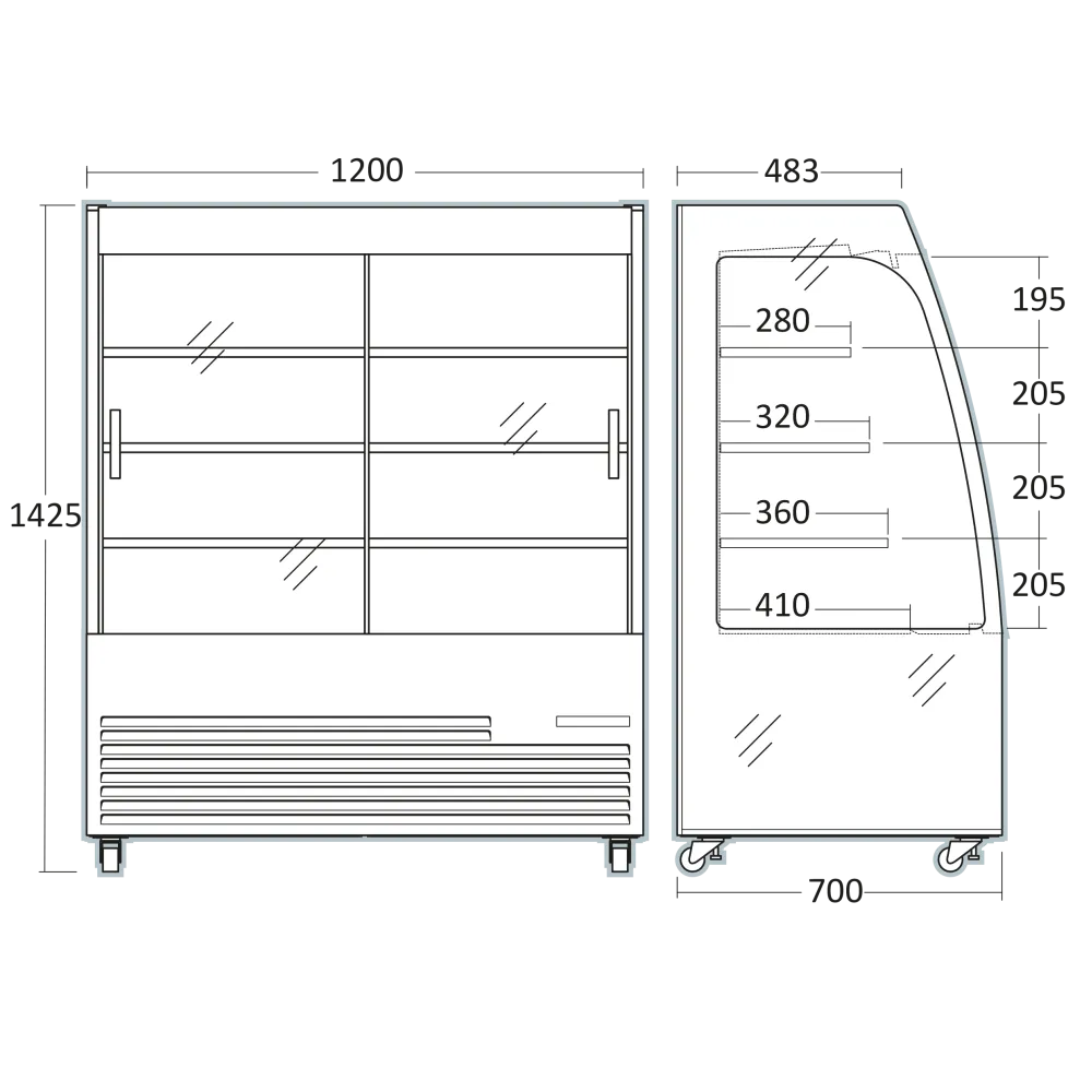 SCANDOMESTIC Cold Showcase 283 Litre OFC120BG in Black