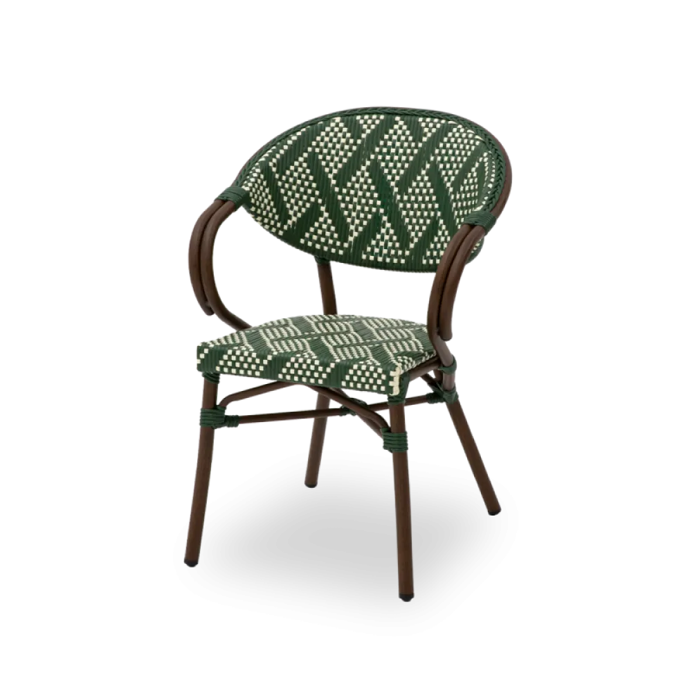 Camillo 7040 Technorattan Stacking Chair in Green & White