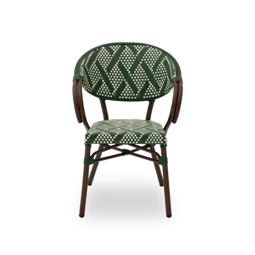 Camillo 7040 Technorattan Stacking Chair in Green & White