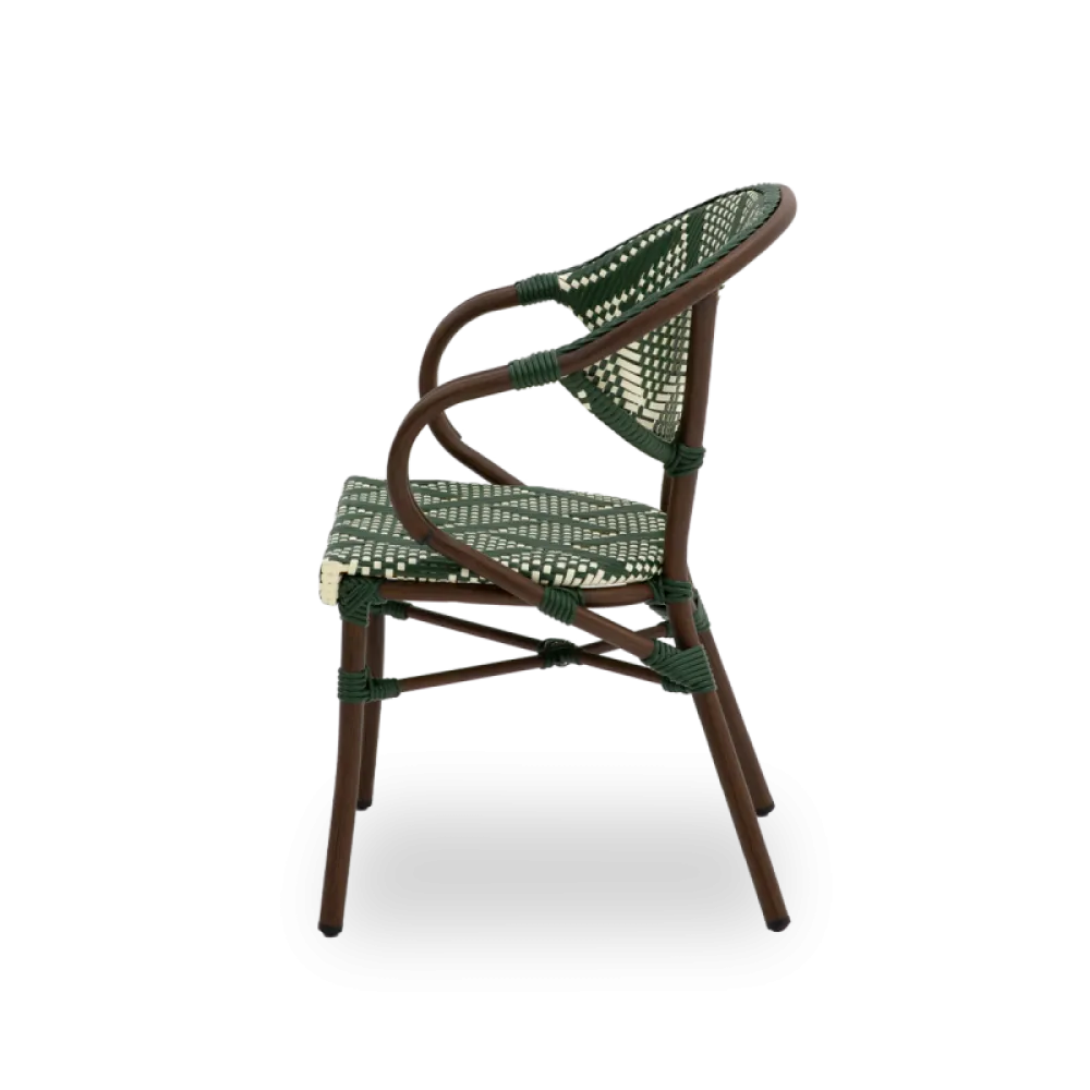 Camillo 7040 Technorattan Stacking Chair in Green & White