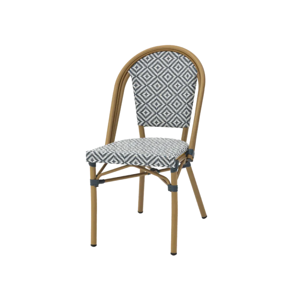 MATTEO 2070 Technorattan Stacking Chair in Grey-White