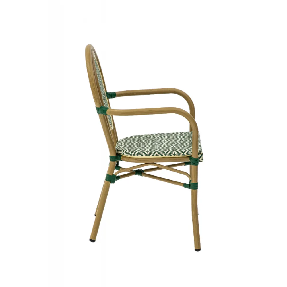 RICCARDO ARM 2099 Technorattan Chair in Green & White