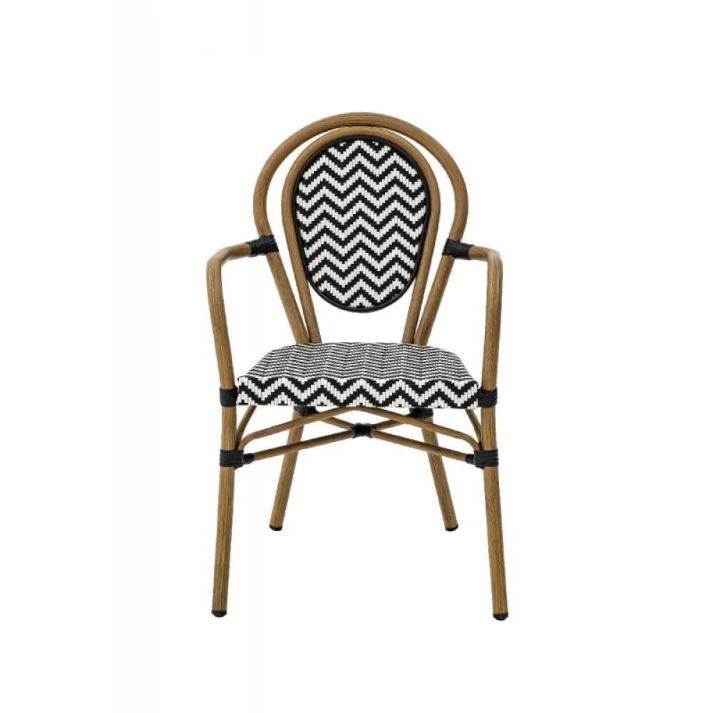 RICCARDO ARM 2963 Technorattan Chair in Black & White