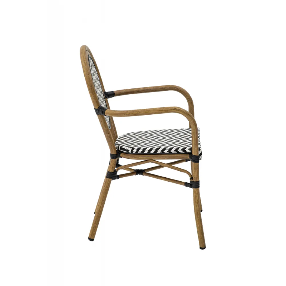 RICCARDO ARM 2963 Technorattan Chair in Black & White