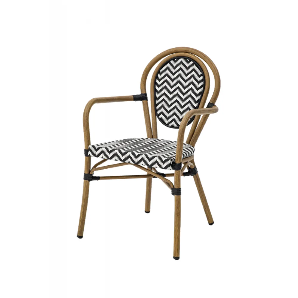 RICCARDO ARM 2963 Technorattan Chair in Black & White