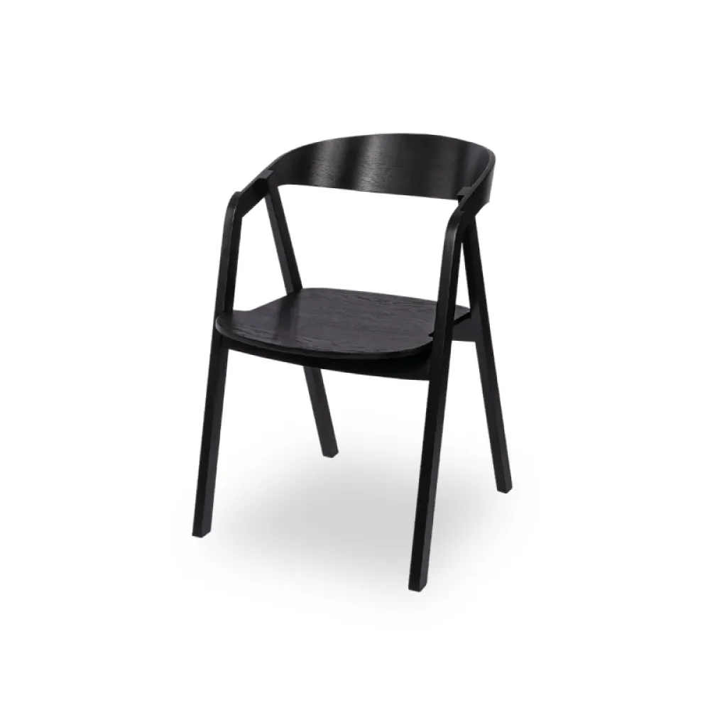 FUTURA 011 Stackable Oak Dining Chair in Black