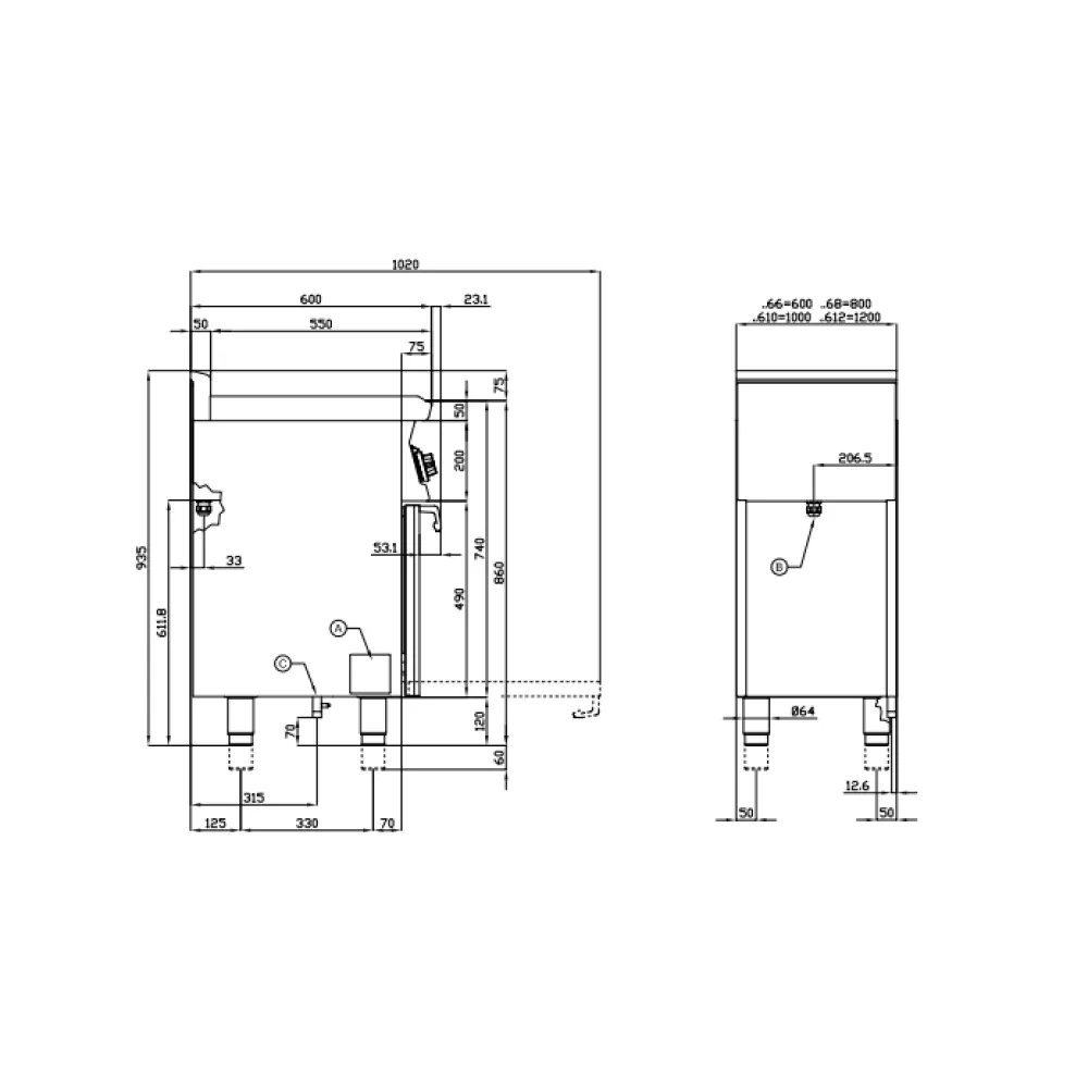 LOTUS Gas Range with Oven CF6-610G/V for Professional Kitchens
