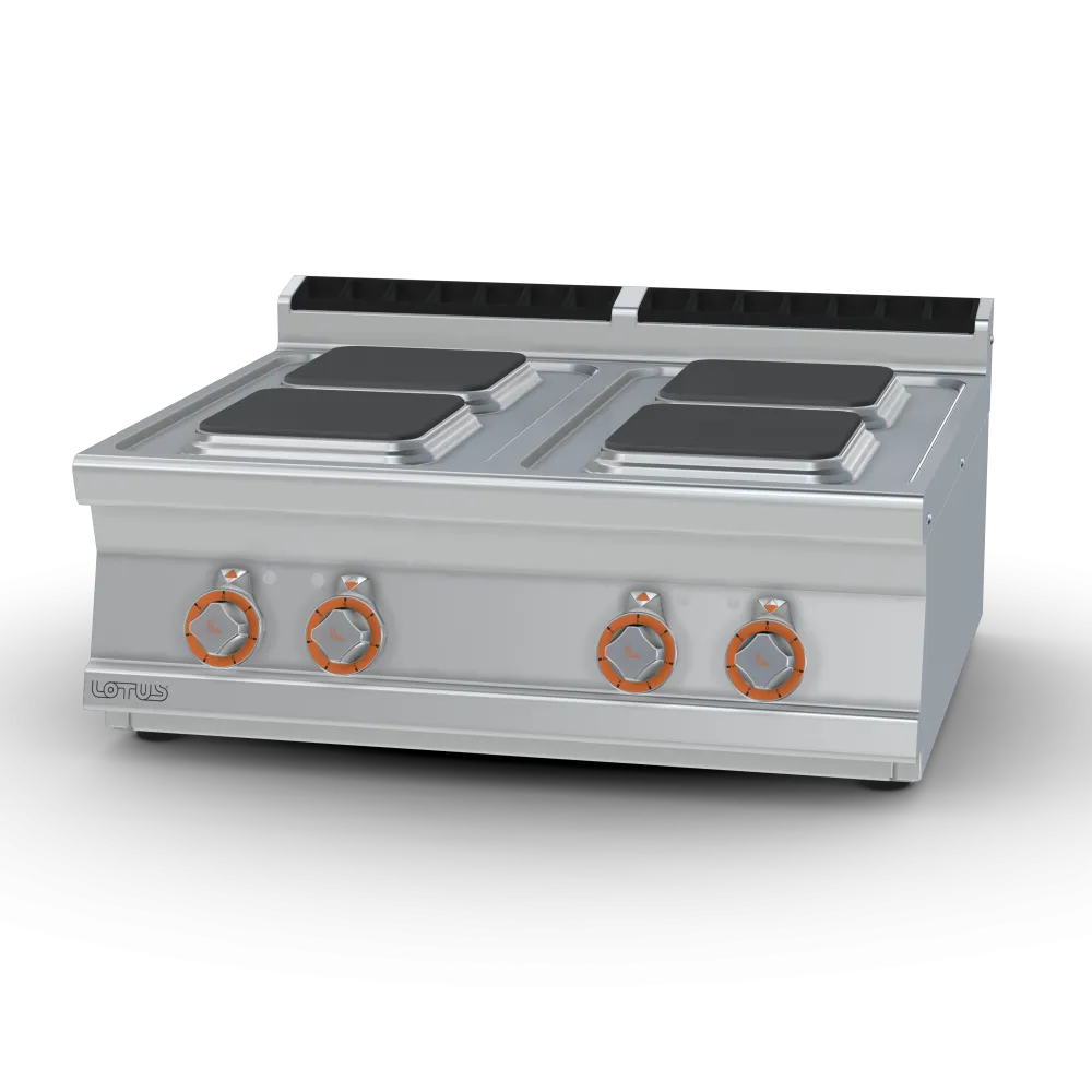 LOTUS Electric Hob with Four Square Cast Iron Plates PCQT-78ET