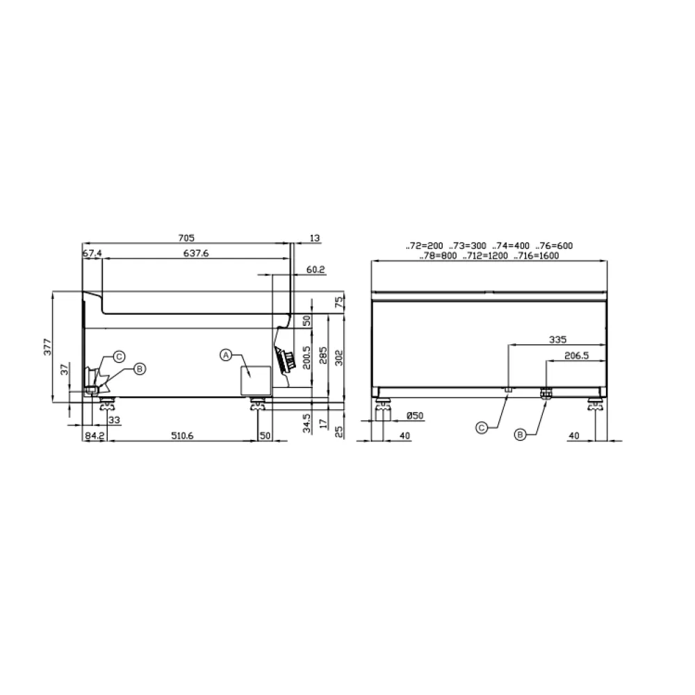 LOTUS Electric Ribbed Fry Top FTRT-74ET for Professional Kitchens