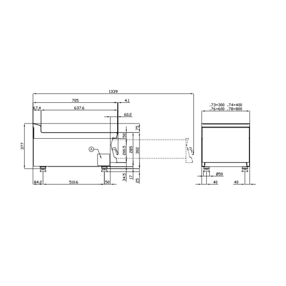 LOTUS PLT-73X Stainless Steel Worktop with Drawer