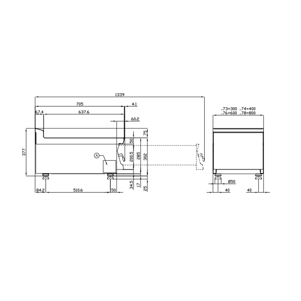 LOTUS PLT-74X Worktop with Stainless Steel Drawer