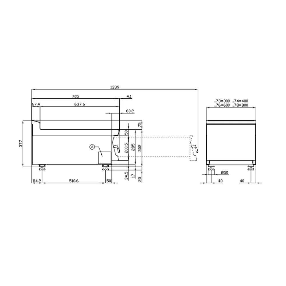 LOTUS PLT-76X Stainless Steel Worktop with Drawer