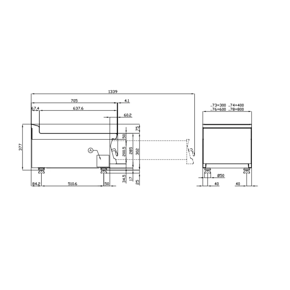 LOTUS PLT-78X Worktop with Stainless Steel Drawer