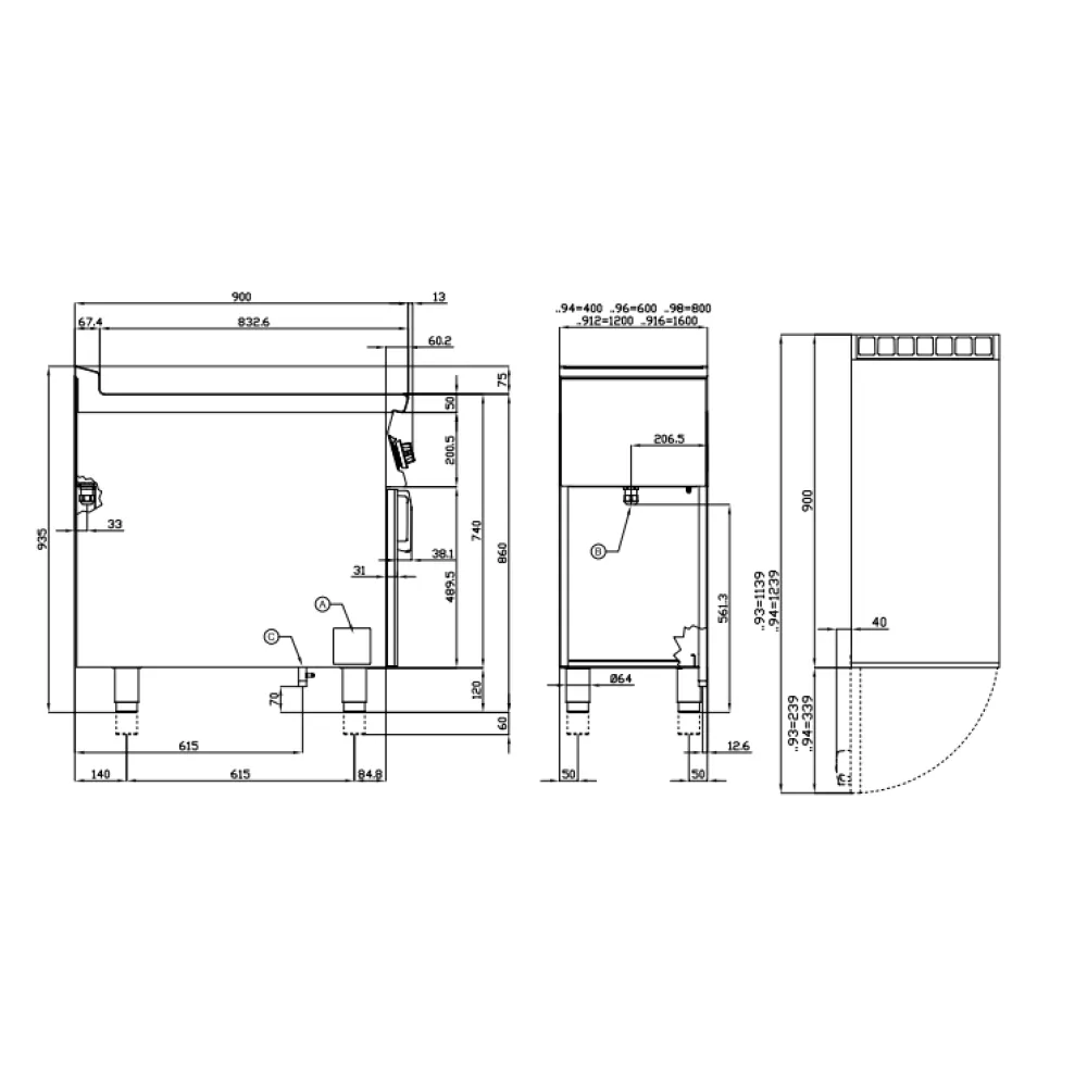 LOTUS PCC-98ETX 90 cm electric ceramic range with neutral cabinet