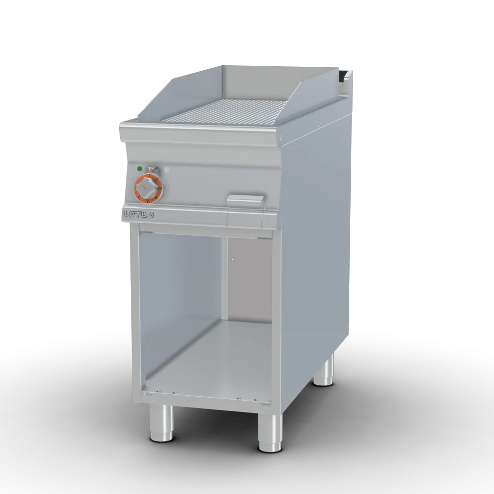 LOTUS Electric Ribbed Fry-Top on Open Cabinet 90 FTR-94ET