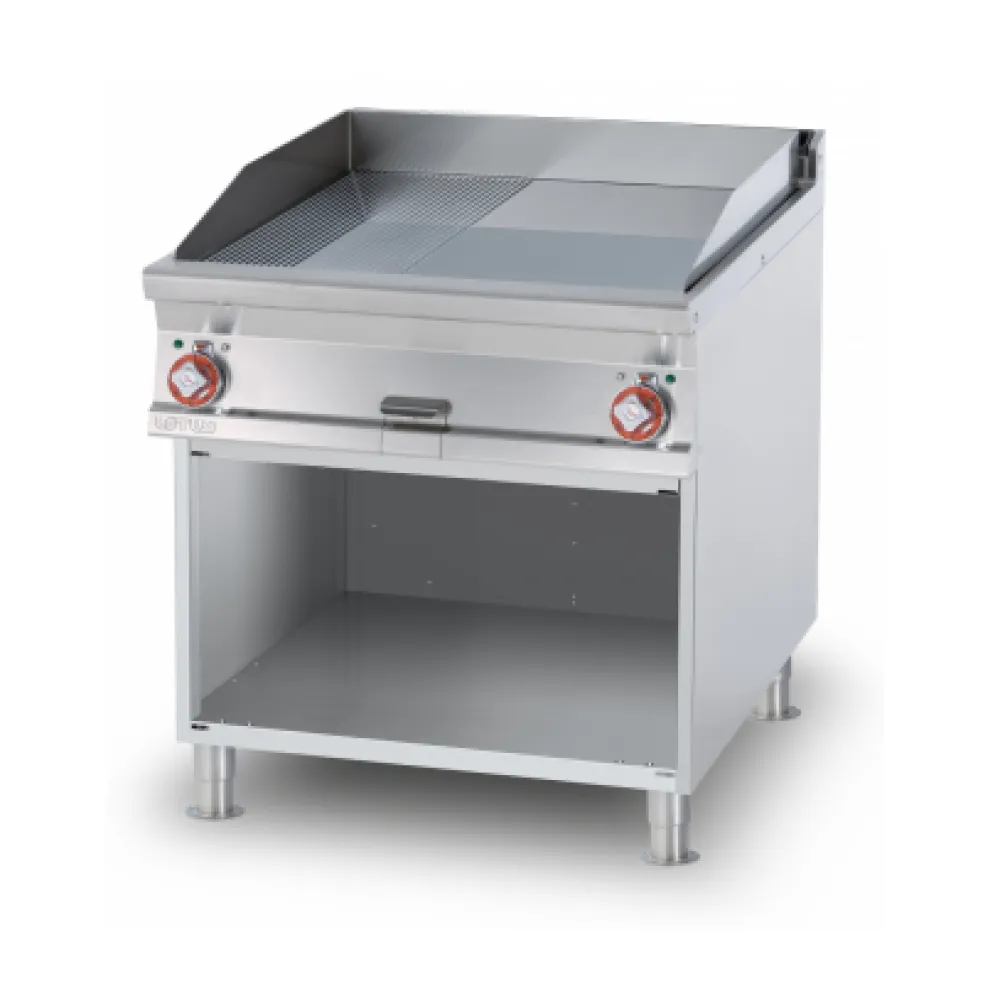 LOTUS Electric Fry-Top with Open Cabinet, 76 x 68 cm Plate