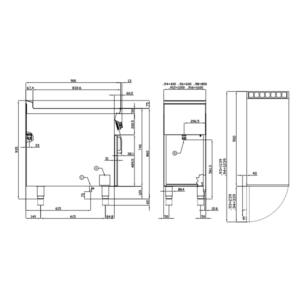 LOTUS Gas Fry-Top with Smooth Plate & Open Cabinet
