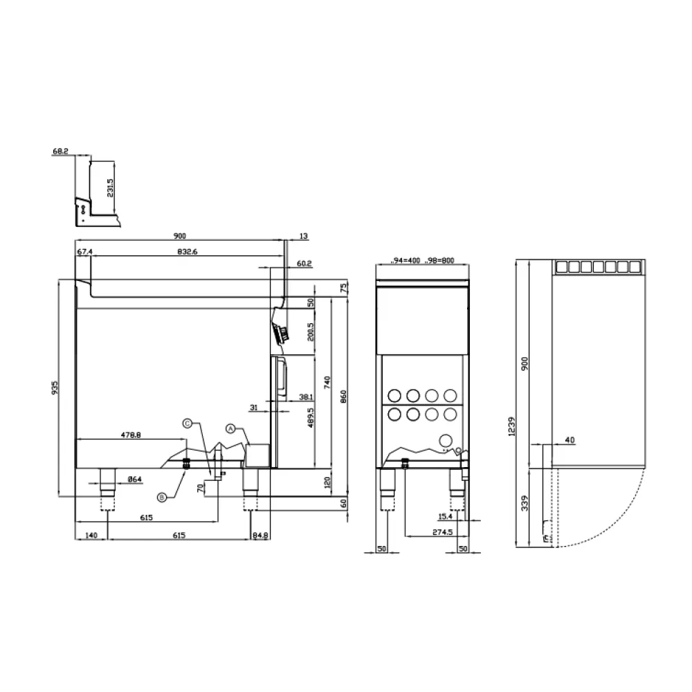 LOTUS Gas Fryer with Neutral Cabinet 8+8 Litre Dual Tank