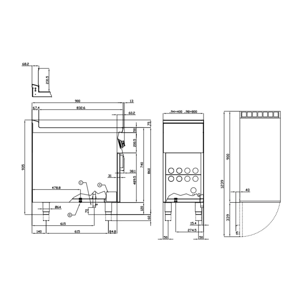 LOTUS Gas Fryer with Neutral Cabinet 18+18 Litre Tanks